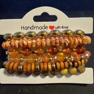 ✨ Handmade Autumn Glow Bracelet Set – 5 Piece Stack ✨